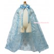 Frozen Princess Elsa Sparkle Snowflakes Light Blue Girl Organza Shawl Coat SH69